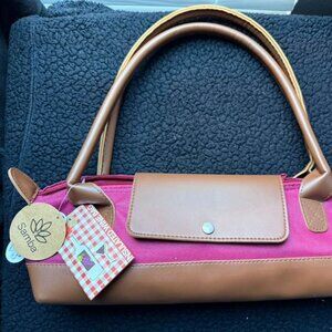 Samba NWT Insulated Wine Tote Bag - Fuchsia & Tan - Picnic Decor